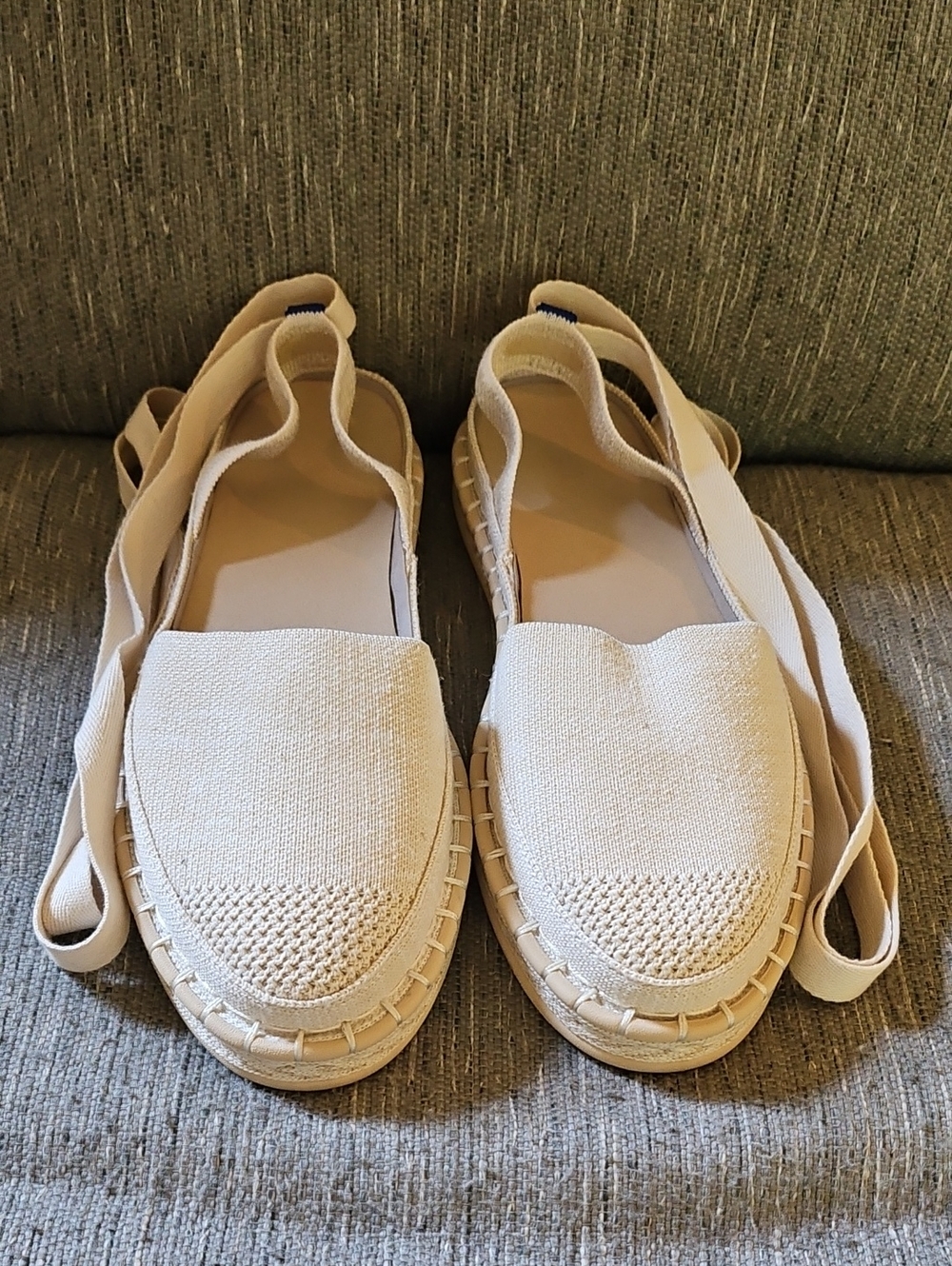 Rothy's Cream Espadrille Slingback Flats Sz 7.5 Never Worn